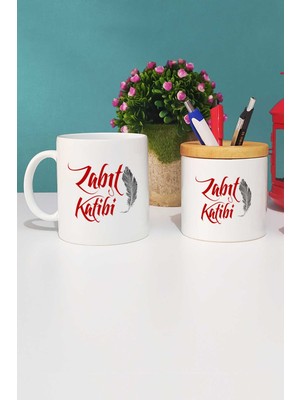 Hedizu Zabıt Katibi Hediye Kupa Bardak Beyaz ve Kalemlik