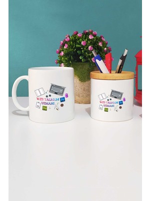 Hedizu Web Tasarım Uzmanı Hediye Kupa Bardak Beyaz ve Kalemlik