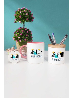 Hedizu Jeofizik Mühendisi Hediye Pembe Kupa Bardak Kalemlik Anahtarlık