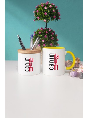 Hedizu Dayıya Hediye Canım Dayım Sarı Kupa Bardak Kalemlik