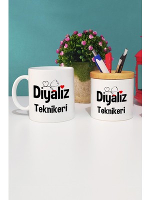 Hedizu Diyaliz Teknikeri Hediye Kupa Bardak Beyaz ve Kalemlik