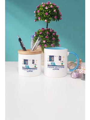 Hedizu Yazılım Geliştirme Uzmanı Mavi Kupa Bardak Kalemlik