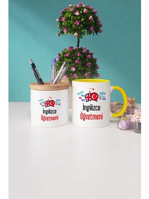 Hedizu Ingilizce Öğretmeni Sarı Kupa Bardak Kalemlik