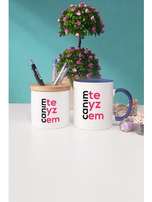 Hedizu Teyzeye Hediye Canım Teyzem Lacivert Kupa Bardak Kalemlik