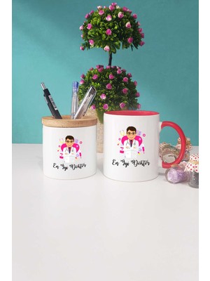 Hedizu En Iyi Doktor Hediye Kırmızı Kupa Bardak Kalemlik