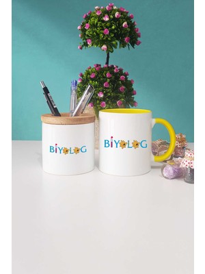 Hedizu Biyolog Sarı Kupa Bardak Kalemlik