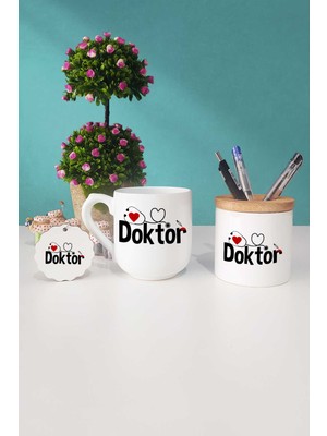 Hedizu Doktora Hediye Oval Kupa Bardak Kalemlik Anahtarlık