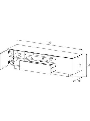 Sonorous Lba 1830S Hblk-Blk 180 cm Lcd & Led Televizyon Sehpası