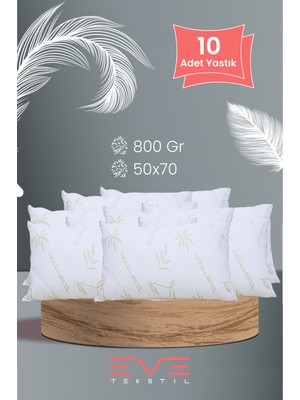 Eve 10 Adet Bamboo Kılıflı Silikon Elyaf Yastık 50CM x 70 cm  800 gr