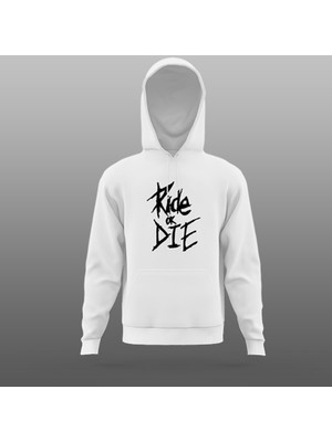 Yeles Ride Or Die Motorcu Sweatshirt Beyaz