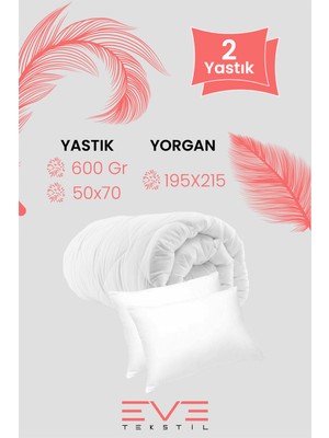 Eve Cift Kisilik Yorgan Seti + 2 Yastik