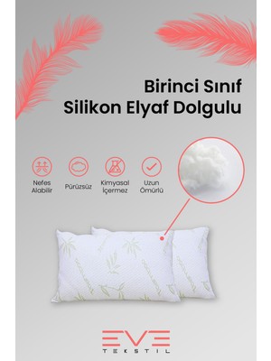 Eve 2 Adet Bamboo Kılıflı Silikon Elyaf Yastık 50CM x 70 cm  800 gr