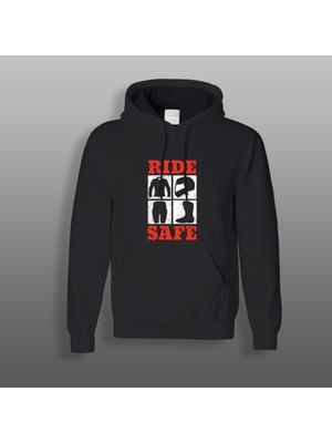 Yeles Ride Safe Motorcu Sweatshirt Siyah