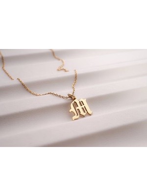 Gökdeniz 925 Kişiye Özel Gotik Harf 925 Ayar Gümüş Unisex Kolye