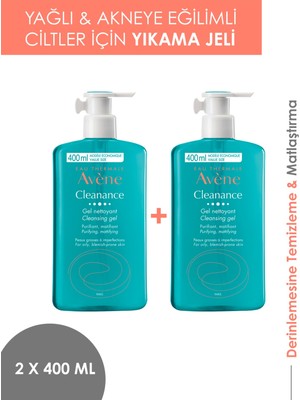 Avene Cleanance Gel Yüz Yıkama Jeli Nettoyant Cleansing Gel 400 ml 2'li Avantaj Set