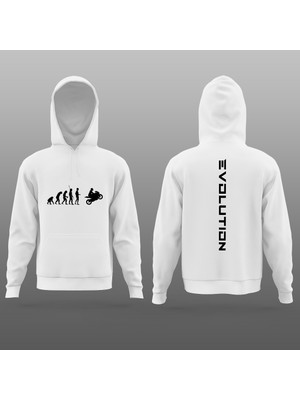 Yeles Evolution Yazılı Motorcu Sweatshirt Beyaz