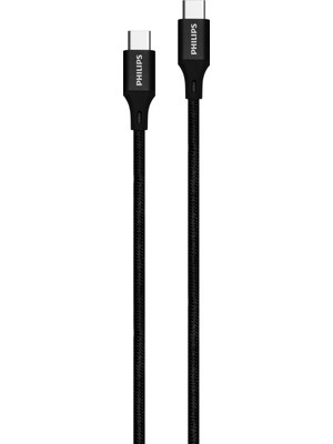 Philips 6A 100W Type-C to Type-C Örgülü Hızlı Data ve Şarj Kablosu 50cm Siyah DLC5522C