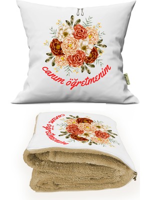 Caisya Home Öğretmenler Günü Armağanı Opsiyonel Ikisi Bir Arada Yastık Battaniye 36x36 Cm