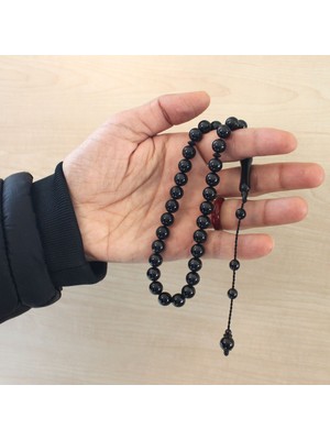 Taşhane Sistemli Kumpaslı 9 mm Sertifikalı Erzurum Oltu Taşı Sade Tesbih