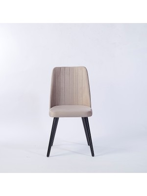 Pi Sandalye 2 Adet Madrıd Yemek Odası Sandalyesi - Ahşap Ayaklı - Silinebilir Kumaş