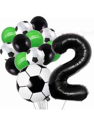Parti Station Futbol Topu Maç Balon Set Yıldız Balon Folyo Set Konsept Doğum Günü Set Yaş Balon Set