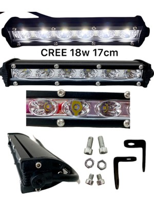 Off Road Barled 18W 6 LED Sarı ve Beyaz Tek Sıra