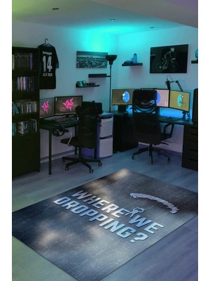 Homshtag Nereye İniyoruz Dokuma Tabanlı Yıkanabilir Kaymaz Gamer Halısı