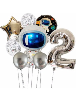 Parti Station Uzay Galaksi Astronot Kozmik Balon Set Yıldız Balon Folyo Set Konsept Doğum Günü Set Yaş Balon Set