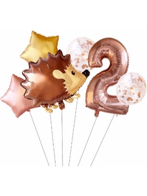Parti Station Orman Hayvanları Woodland Kirpi Folyo Set Konsept Doğum Günü Set Yaş Balon Set
