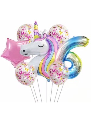 Parti Station Unicorn Balon Folyo Set Konsept Doğum Günü Set Yaş Balon Set