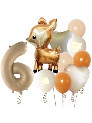 Parti Station Geyik Balon Woodland Balon Yaş Balon Rakam Konsept Balon Set Doğum Günü Set