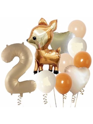 Parti Station Geyik Balon Woodland Balon Yaş Balon Rakam Konsept Balon Set Doğum Günü Set