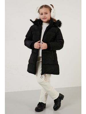 Lela Peluş Astarlı Yakası Suni Kürklü Çıkarılabilir Kapüşonlu Kışlık Mont Kız Çocuk Mont 5760072