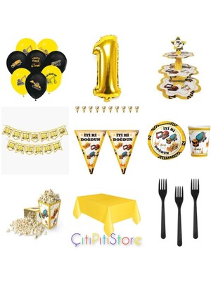 Çıtı Pıtı Store Inşaat Temalı 1 Yaş Doğum Günü Seti