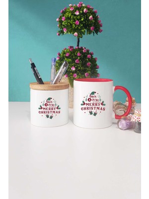 Hedizu Merry Christmas Yılbaşı Hediyesi Kırmızı Kupa Bardak Kalemlik