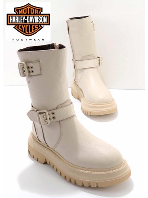 Beige Leather Kadın Bot & Bootie HD0777056603