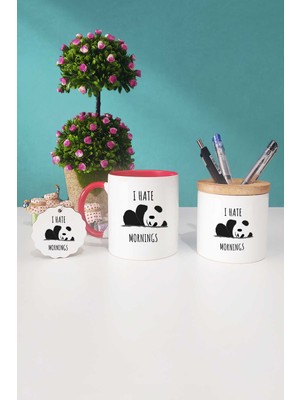 Hedizu Sevimli Panda Kırmızı Kupa Bardak Kalemlik Anahtarlık