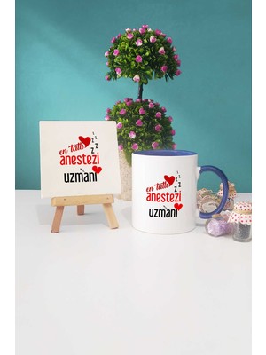 Hedizu En Tatlı Anestezi Uzmanı Lacivert Kupa Bardak Dekoratif Taş