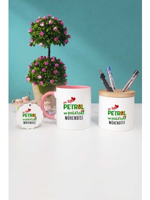 Hedizu En Tatlı Petrol ve Doğalgaz Mühendisi Pembe Kupa Bardak Kalemlik Anahtarlık