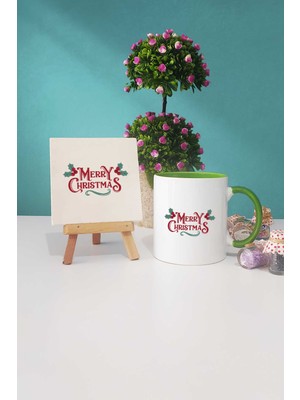 Hedizu Merry Christmas Yılbaşı Hediyesi Yeşil Kupa Bardak Dekoratif Taş