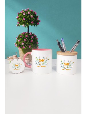 Hedizu Mali Müşavire Hediye Pembe Kupa Bardak Kalemlik Anahtarlık