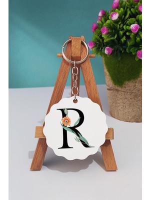 Hedizu Çiçek Desenli R Harfli Anahtarlık