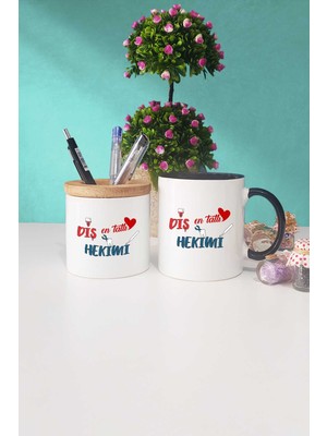 Hedizu En Tatlı Diş Hekimi Siyah Kupa Bardak Kalemlik