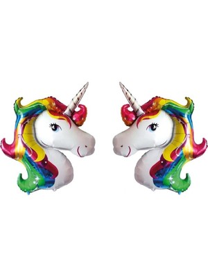 Bal10 Dünyası 2'li Tek Boynuzlu At Unicorn Folyo Balon Koyu Renk 87X117 cm