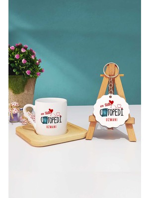 Hedizu En Tatlı  Uzmanı Hediye Türk Kahvesi Fincanı Ahşap Altlıklı ve Anahtarlık