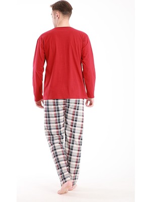 Over Pazar Erkek Baskılı Pijama Takımı Uzun Kollu 2170