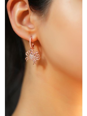 MorMajor Silver Çiftli, Yengeç Figürlü Gümüş Küpe