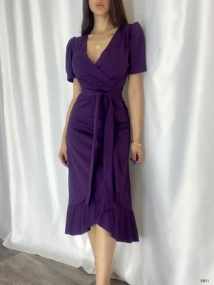 Twomeey Krep Kumaş Midi Boy Kuşaklı Elbise (Renk Seçenekli)