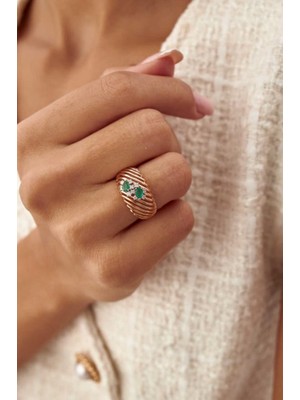 By Golden House Zümrüt Kafes Pırlanta Yüzük