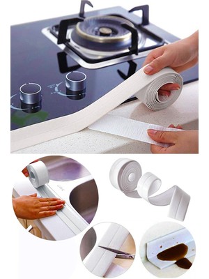 Nisar Store Banyo Küvet Mutfak Lavabo Beyaz Su Sızdırmaz Bant Su Geçirmez Kenar Bandı Sızdırmazlık Tamir Bandı